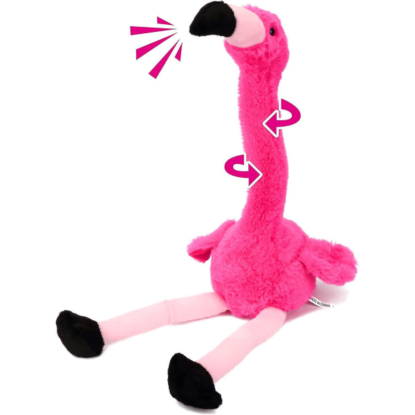 Talande flamingo upprepar vad du säger, vridande elektrisk interaktiv animerad leksak, talande plyschkompis, present till småbarn, födelsedag, festival, semester, stift