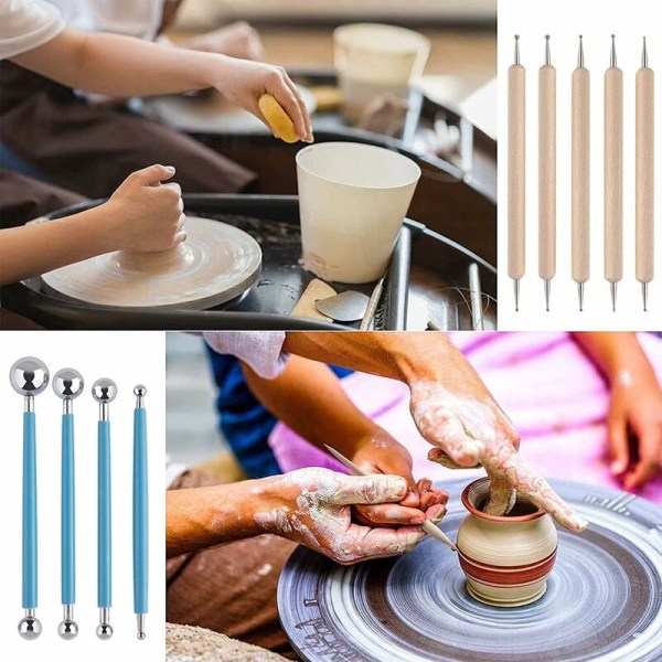 MINKUROW 9-delad kulspetspenna Punkteringsverktyg Lera Keramik Keramisk Skulptur Präglingsverktyg Set