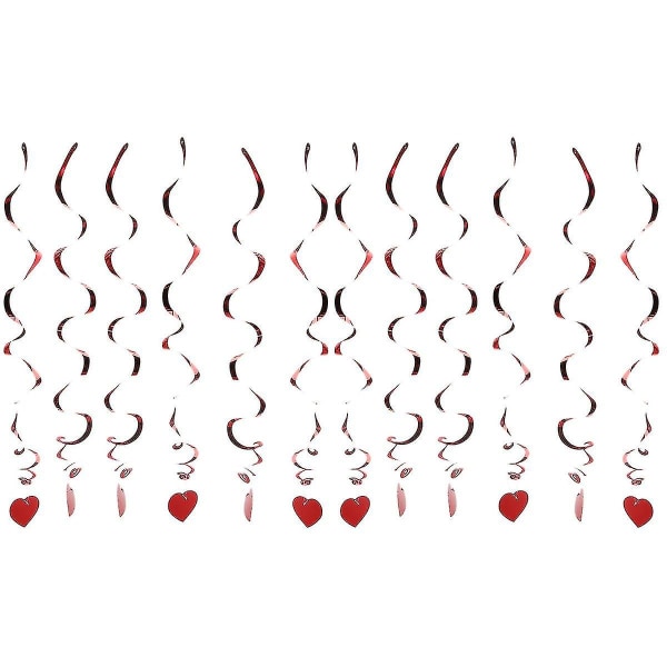 12 st 90 cm Love Heart Swirl Spiral Hängsmycken för bröllopsprydnad (stort rött hjärta)