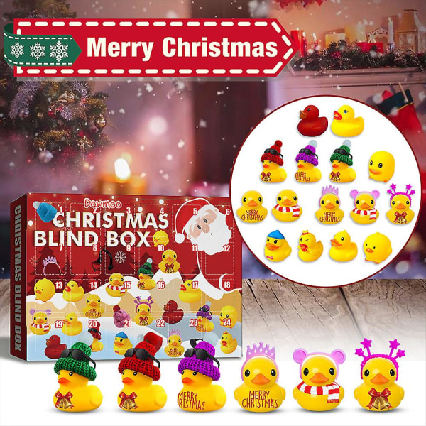 2022 Christmas Duck Toys Adventskalenderboks med 24 gummiender Leker Gaver til småbarn Barn Gutter Jenter