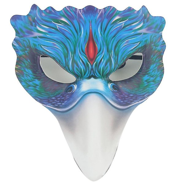 1st Cool Party Bird Mask Masquerade Birds Animal Mask Printed Birds Mask Cosplay Ghost Phoenix masker för fest (blå)