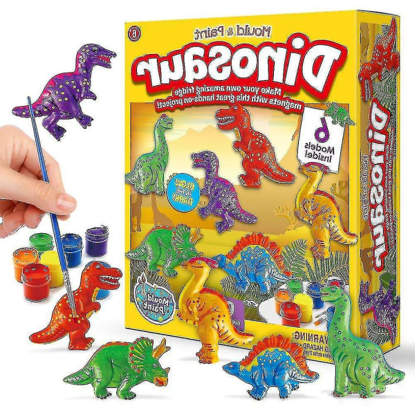 Pedagogiske kreative leker Barnehånd gjør-det-selv gipsmaleri Dyrefargeleggingslekesett # Dinosaur Lysende Malt T2544