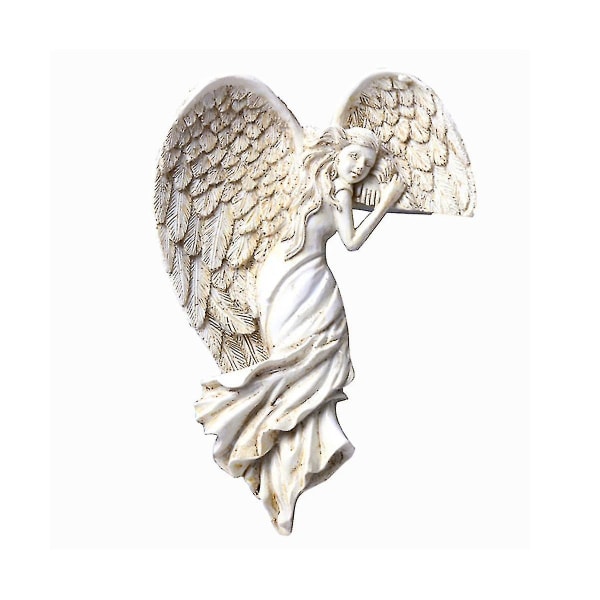 Angel Wing Dørramme Skulptur - Retro harpikshåndværk med hjerteformet ornament（Som vist)
