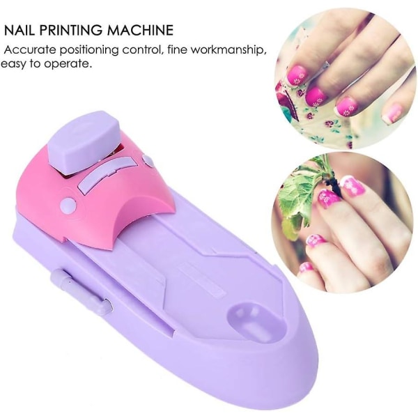 Nagelskrivare manikyrverktyg Professionell nail art malltryckmaskin (1 huvudmaskin + 6 printed mallar i rostfritt stål + 1 användarmanual)