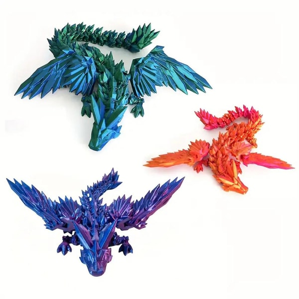 3D-trykt Flying Dragons Leker Ornament Sjarmerende mote dekorativ modell for gutt jente kvinner menn (MINI, lilla)