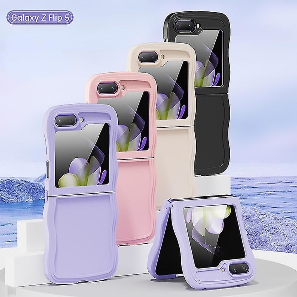 Frosted Wave Frame saranasuojaus Iskunkestävä case Samsung Galaxy Z Flip 5:lle (violetti)