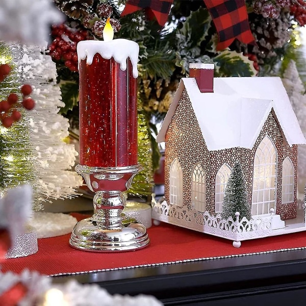Led-stearinlys Jule-felampe Flammefri stasjonær lysende ornament med stativ Deco（Gull）