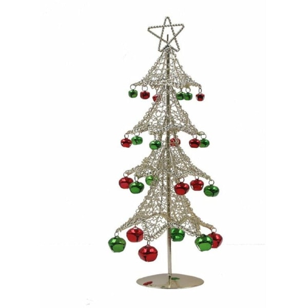 Julgranspynt i metall, julgran av smidestråd med klockor, träddekorationer till julfester