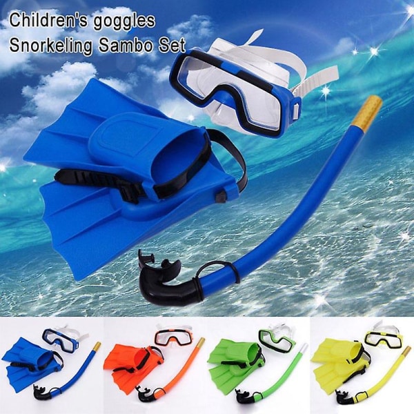 Nyt dykkermaskesæt til børn, anti-dug svømmebrillermasker Snorkelfinnersæt til børn, drenge, piger (gul)