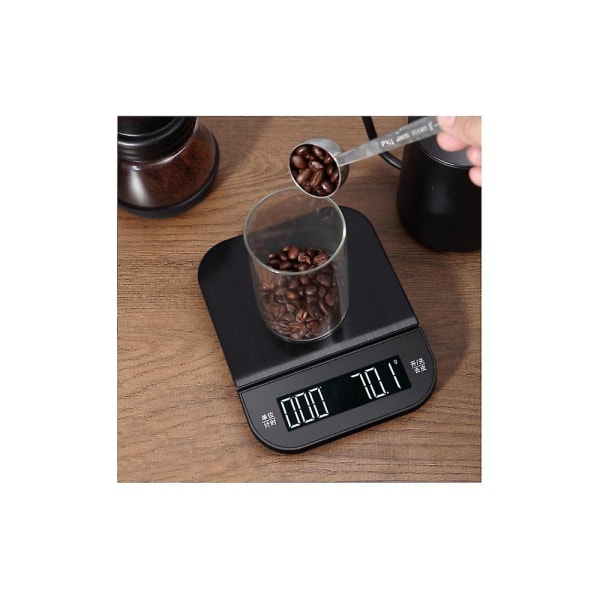 Osynlig skärm manuell kaffevåg med laddningstimer och automatisk noll elektronisk våg 5 kg/0,1 g