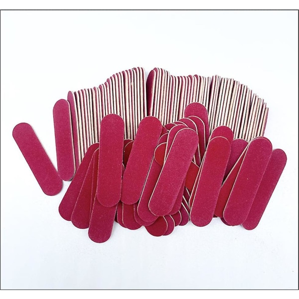100 st nagelfil, professionella nagelfilar, dubbelsidig 180/240 kornbräda 5*1,3 cm (rosa)