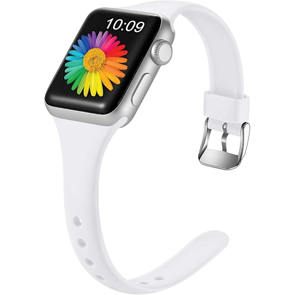 Slank Rem Kompatibel Med Apple Watch 40mm 38mm Iwatch Se & Serie 6 & Serie 5 4 3 2 1 Til Kvinder Mænd, Hvid, S/m