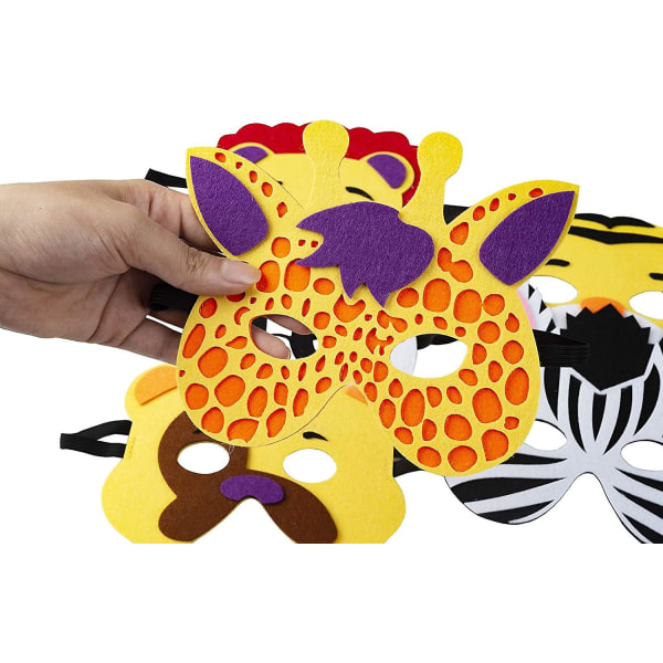 Djurfiltmasker Festfavoriter (24 förpackningar) för barn - Safari-festtillbehör med 24 olika typer - Bra idé för klappning Zoo | Bondgård | Jungle Sa