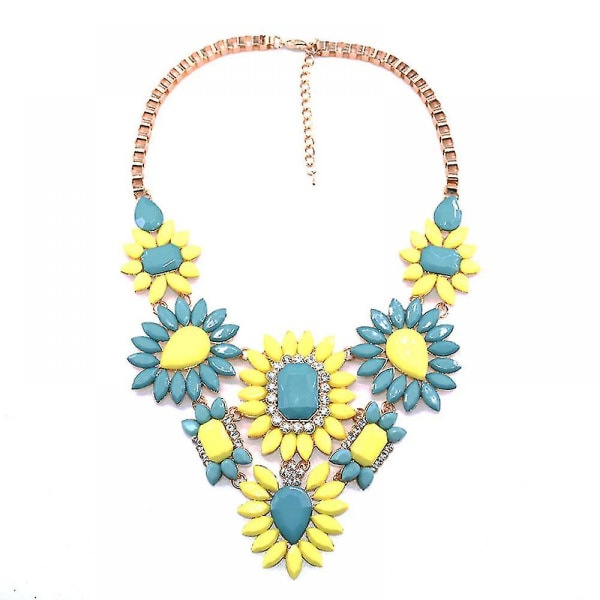 Korta halsband för kvinnor med diamanter Blomhalsband, modekläder Smycken halsband för kvinnor (gul)