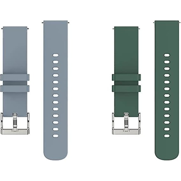 2st grå+blå) 20 mm ersättningsrem för Smart Watch, mjuk hudvänlig silikon snabbkoppling, Smart Watch rem