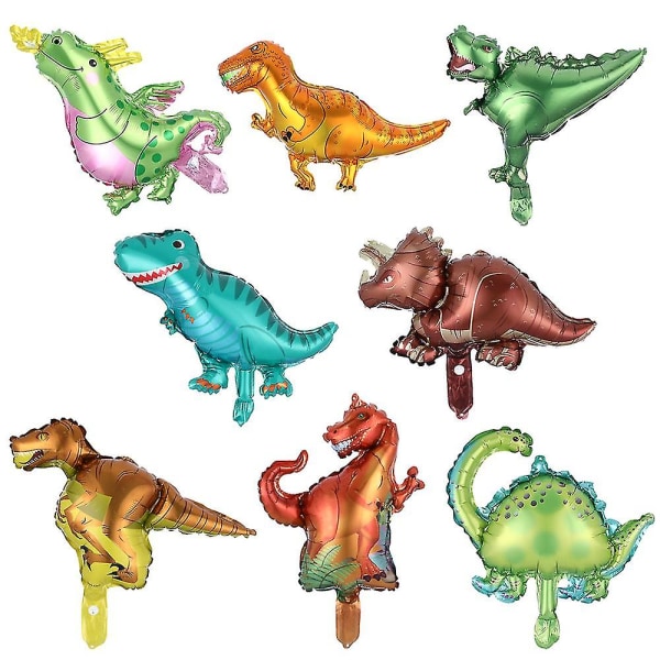 10 stykker mini dinosaur folieballonger Guttedyrballonger Jurassic dekorative ballonger（10 stk blandet）