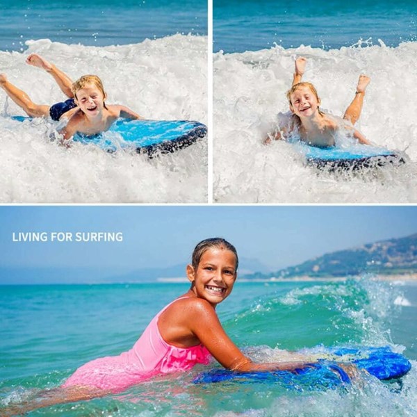 Blå uppblåsbara surfbrädor med handtag Simleksaker för barn Surfbräda Extra pad för strandsurfing Simning Sommar