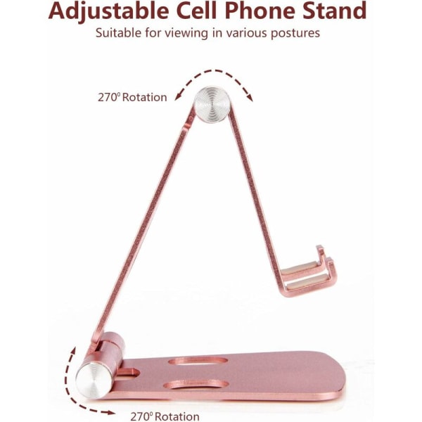 2-pack höjdjusterbar bordstelefonhållare av robust aluminium för iPhone, iPad, mobiltelefon, Android-smartphone