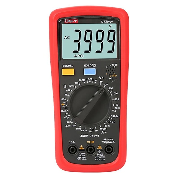 Ut39a Digital Multimeter med hög precision Digital Display Kapacitans Multi-funktion Anti- skållning Elektriker Multimeter