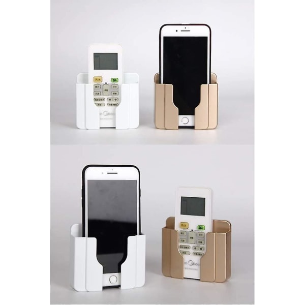 6 stycken skadefri väggmonterad telefonhållare för fjärrförvaringsbox, väggmonterad telefonhållare, guld/vit/grå D70050