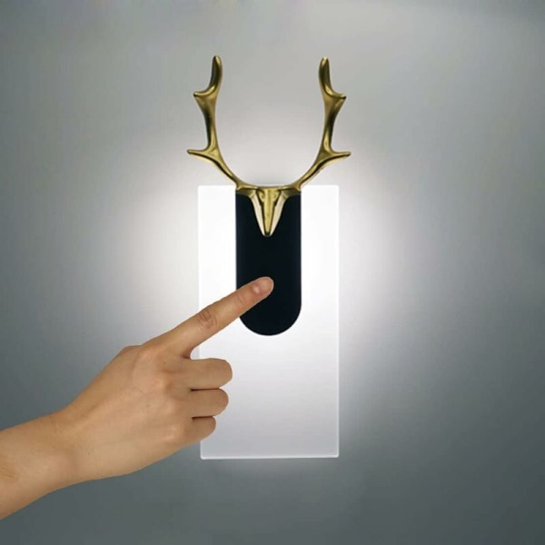 LED-vägglampa Batteridriven trådlös USB uppladdningsbar vägglampa Nattlampa i sovrummet Touch Dimbar vägglampa för halltrappor Kök (6000K)