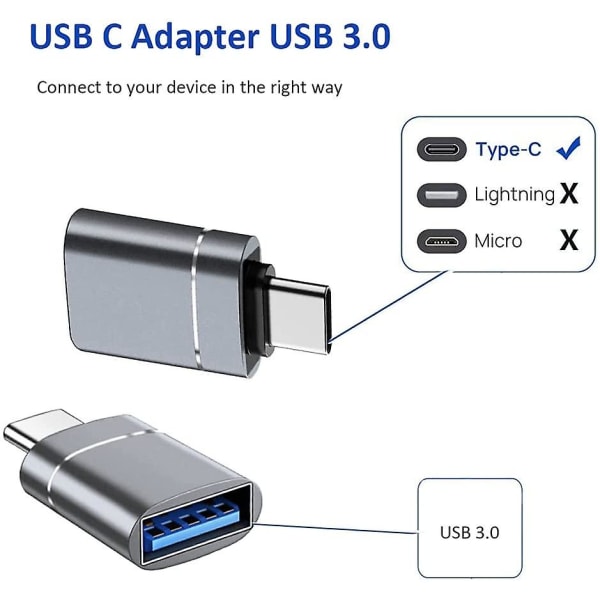 USB-C till USB-adapter, 2-pack USB-C till USB 3.0-adapter, Thunderbolt 3 till USB-hona-adapter OTG för Macbook Pro 2020 Macbook Air 2020 Dell XPS och andra