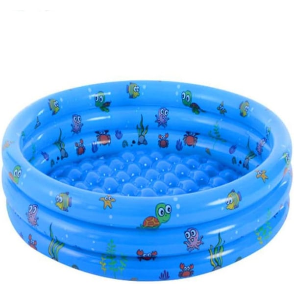 Paddling Pool Inflatable 3-rings Baby Kids Summer Garden Bathtub For Toddler Blue 80x35cm