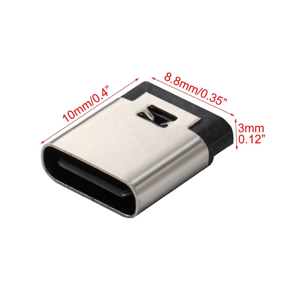 30 kpl 10 mm:n pituus Type-c-pistoke, USB C naarasliitin latausta varten
