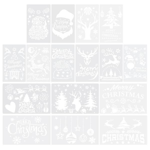 Stensiilit Kids Askartelu stensiilit Kohokuviointi Sabluunat Snow Spray stensiilit Grinch Stencil Merry Christmas Stencil Lumiukkostensiili (25,6X17,2X0,01CM, valkoinen)