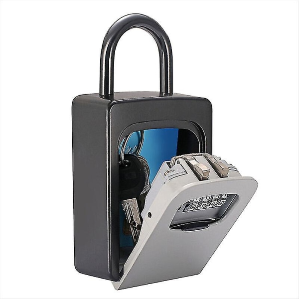 Key Safe Box With Dust Cover No Need To Install 4-digit Combination Password , Gray