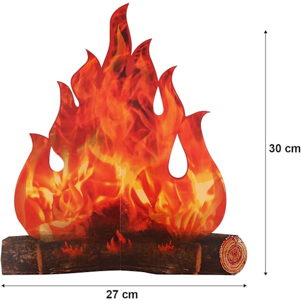 3D Dekorativ Papirbål Midtpunkt Kunstig Ild Falsk Flamme Papir Party Dekorativ Flamme Fakkel (Rød Orange)