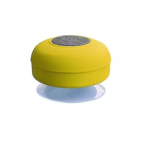 Bærbar vandtæt Bluetooth-højttaler Trådløs håndfri højtaler til brusere Badeværelse Strand（Gul)