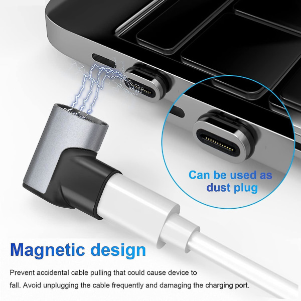 Usb C magnetisk adapter 90 grader retvinklet (pakke med 2) 24 ben usb C til usb C magnetisk adapter til Apple Macbook Pro Ipad Og Usb-c Laptop 100 W Hurtig