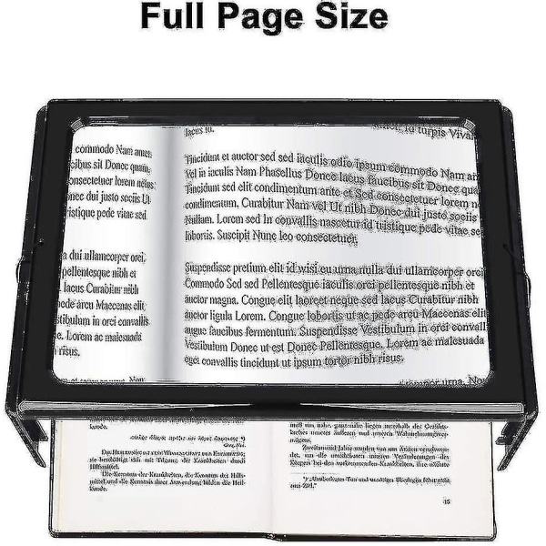 Nytt 2024 forstørrelsesglass med lys, 3x forstørrelse Leseforstørrelsesglass Lesehjelp - A4 rektangu