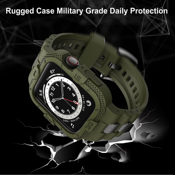 Kompatibel för Apple Watch Band 45mm 44mm 42mm Med Bumper Case, Herr Rugged Bands Protector for Watch Series 8 7/series 6 Se 5 4 3 2, Sport Mi