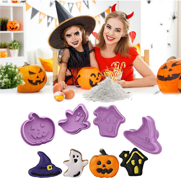 8 st Mould Halloween Fondant Form Bakverktyg Cookie Stämpel Present