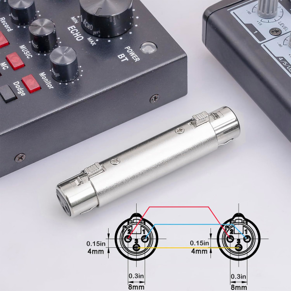 3-osainen Xlr-Xlr-sukupuolen vaihtosovitin, 3-napainen naaras Xlr-liitin, yhteensopiva mikrofonin, sekoittimen kanssa