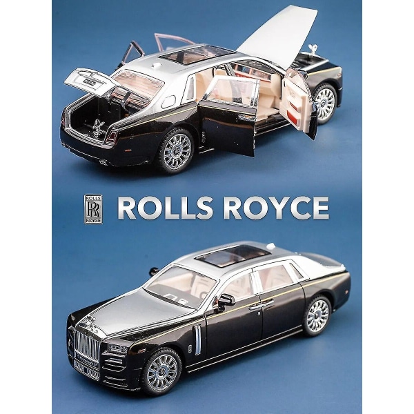 1/24 Rolls Royce Phantom -leluautomalli Diecast Metal Luxury Miniature Pull Back Sound & Light Door Avattava kokoelma Lahja Kid (Rolls Royce Phantom3)