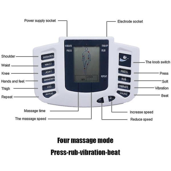 Elektrisk muskelstimulator Tens Akupunktur Kroppsmassasjeterapi Nerve EMS Tens Machine for Back Nakke Fot Kroppssmertelindring（Enhetssett）