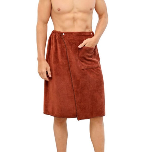 Menns kroppsinnpakning håndkle med lomme som lofri absorberer vann Lett håndkle for treningsstudio basseng spa (70x140, brun)