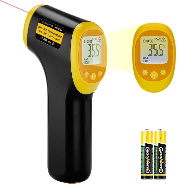 Infraröd termometer, Ink-ift04 Beröringsfri digital industritermometer -32 till 600 Larm och justerbar emissivitet, infraröd termometer för kök