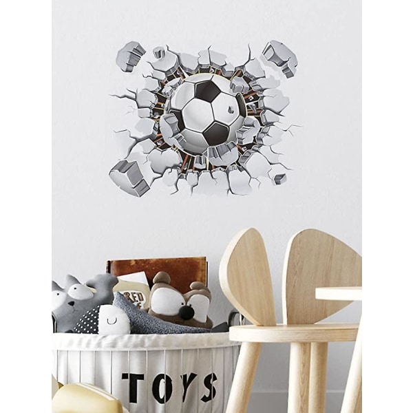 2-delade fotboll 3d väggdekaler (40x50cm) I Dekorativa klistermärken Wm Em Sportaffisch I Väggklistermärke för pojke Barnrum Barn Baby Nursery Tonåring