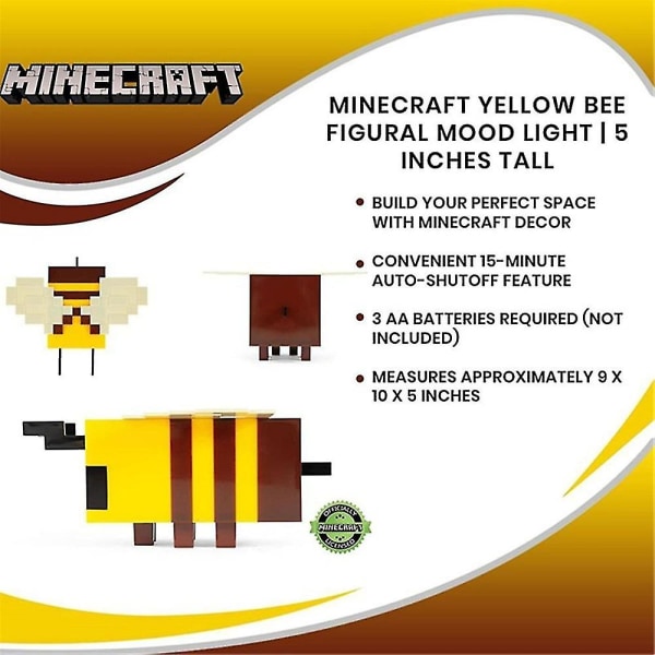 Minecraft Peli Rooli Mehiläinen Led Valoa lähettävä lamppu Lelut Yövalot Pöytäkoristeet Kodinsisustuslahjat lapsille
