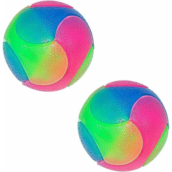 Rolin Roly LED-hundboll Hundleksaksboll Interaktiv studsande ljusboll med elastisk blinkande hundboll med glitter hundleksak (2-pack slät boll)