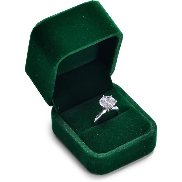 Mörkgrön sammet exklusiv smyckeskrin Presentask, ringask för förslag, bröllop, jubileum