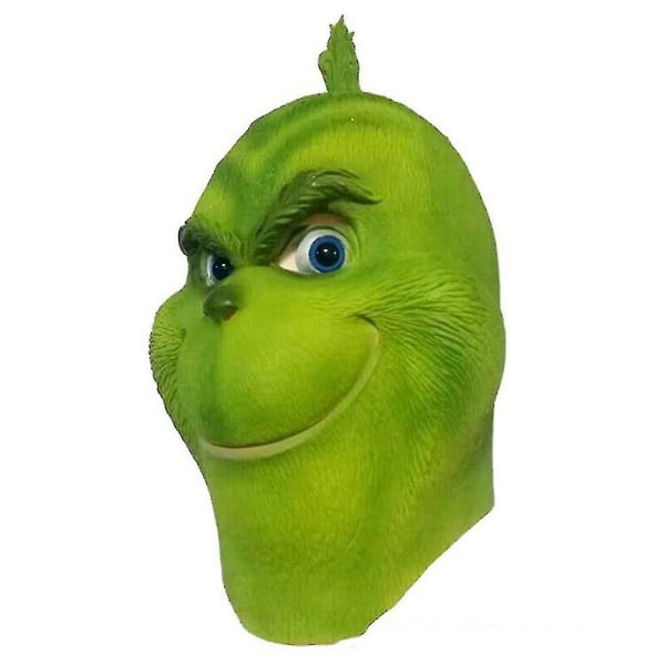 Christmas The Grinch Full Head Latex Mask Xmas Hat Monster Adult Gloves（The Grinch Christmas Mask A)