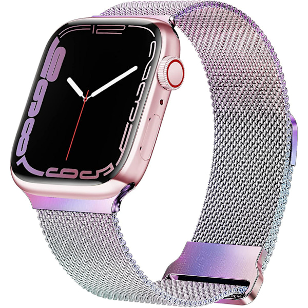 Magnetisk Rem Kompatibel med Apple Watch 38mm 40mm 41mm 42mm 44mm 45mm, Rustfrit Stål Mesh Milanese Rem med Justerbar Sløjfe, Metalrem til Iwat