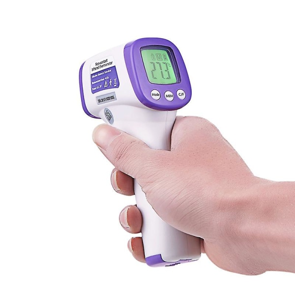 Vuxen panntermometer Infraröd termometer med febervarning Beröringsfri panna med minnesfunktion, LCD-skärm, infraröd termometer Bebisar A