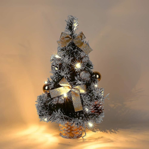 Lille juletræ med lys, mini desktop dekoreret juletræ (40cm)-xinhan