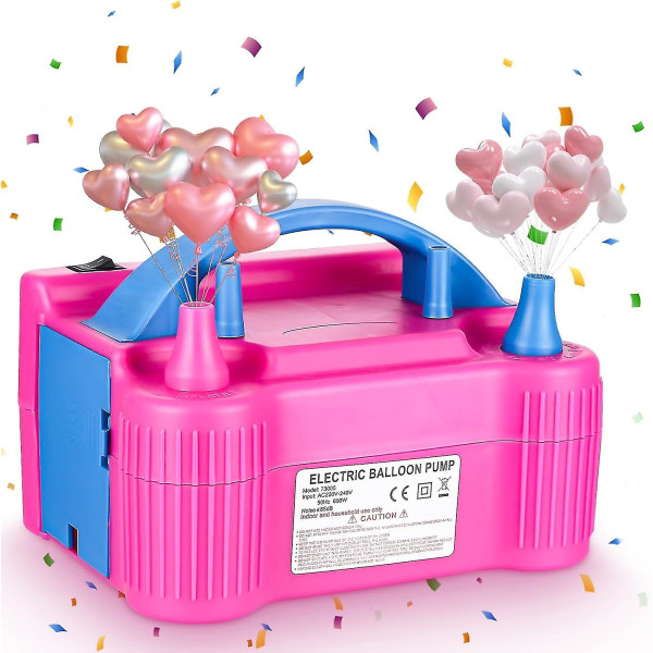 UNIDEAL elektrisk ballonpumpe, 600 W automatisk og halvautomatisk tilstand ballonpumpe, bærbar dobbeltdyseballonpumpe til fest, bryllup, fødselsdag a